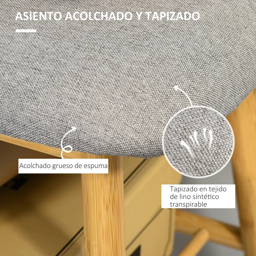 HOMCOM Banco Sapateiro Moderno Móvel de Entrada de Bambú com Assento Acolchoado e Prateleira para Sapatos Entrada Corredor 90x34x44cm Cor Natural e Cinza