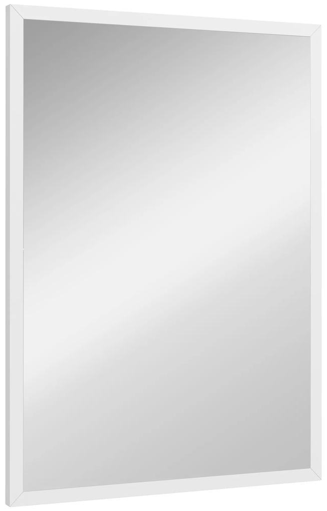 Espelho de Parede Decorativo 50x70 cm Espelho Retangular Espelho de Sala com 4 Ganchos Metálicos Estilo Moderno Branco