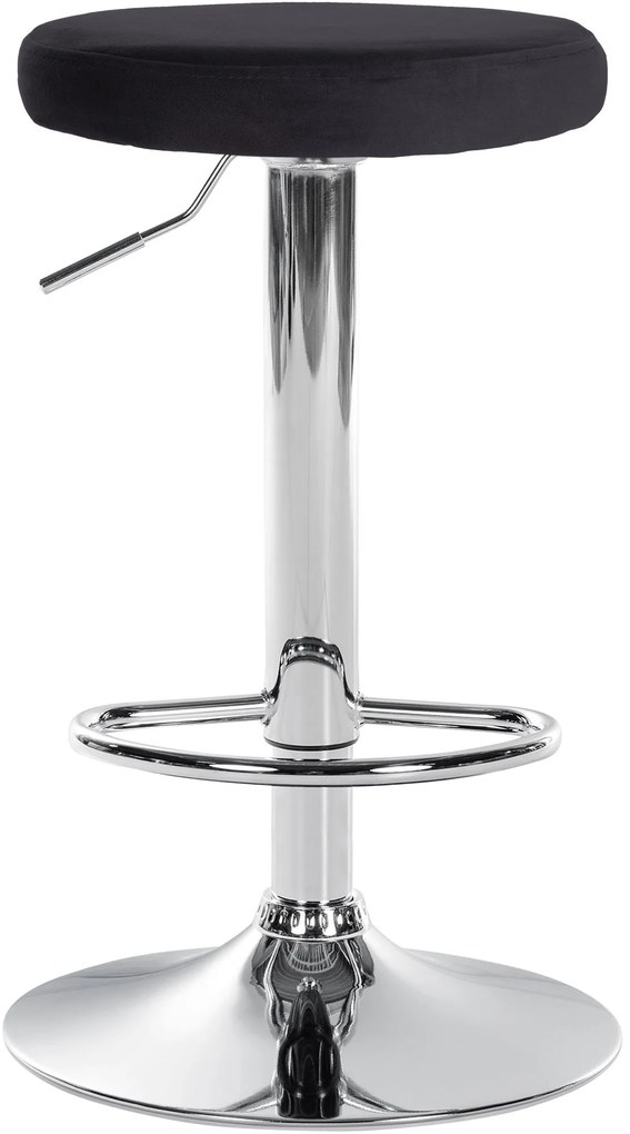 Banco de bar Ponte em veludo e com estrutura cromada 38,5 x 60-81 x 38,5 cm Preto