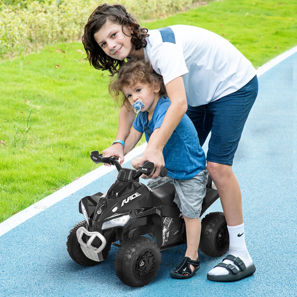 Andarilho Moto 4 para Crianças Carro Andador Infantil com Luzes e Música Desenho Inovador Carga 20kg 67,5x38x44 cm Preto
