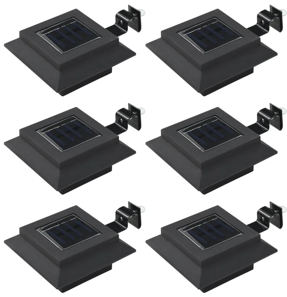 Candeeiro de exterior solar LED 6 pcs preto quadrado 12 cm