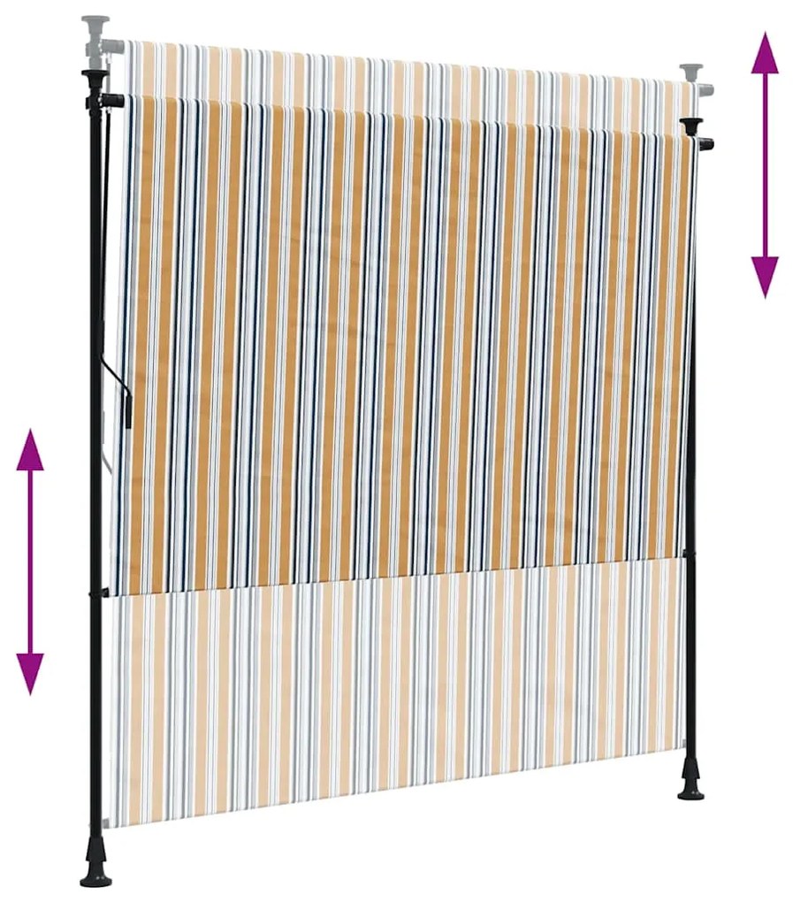 Estore de rolo exterior 150x270 cm tecido/aço amarelo e branco