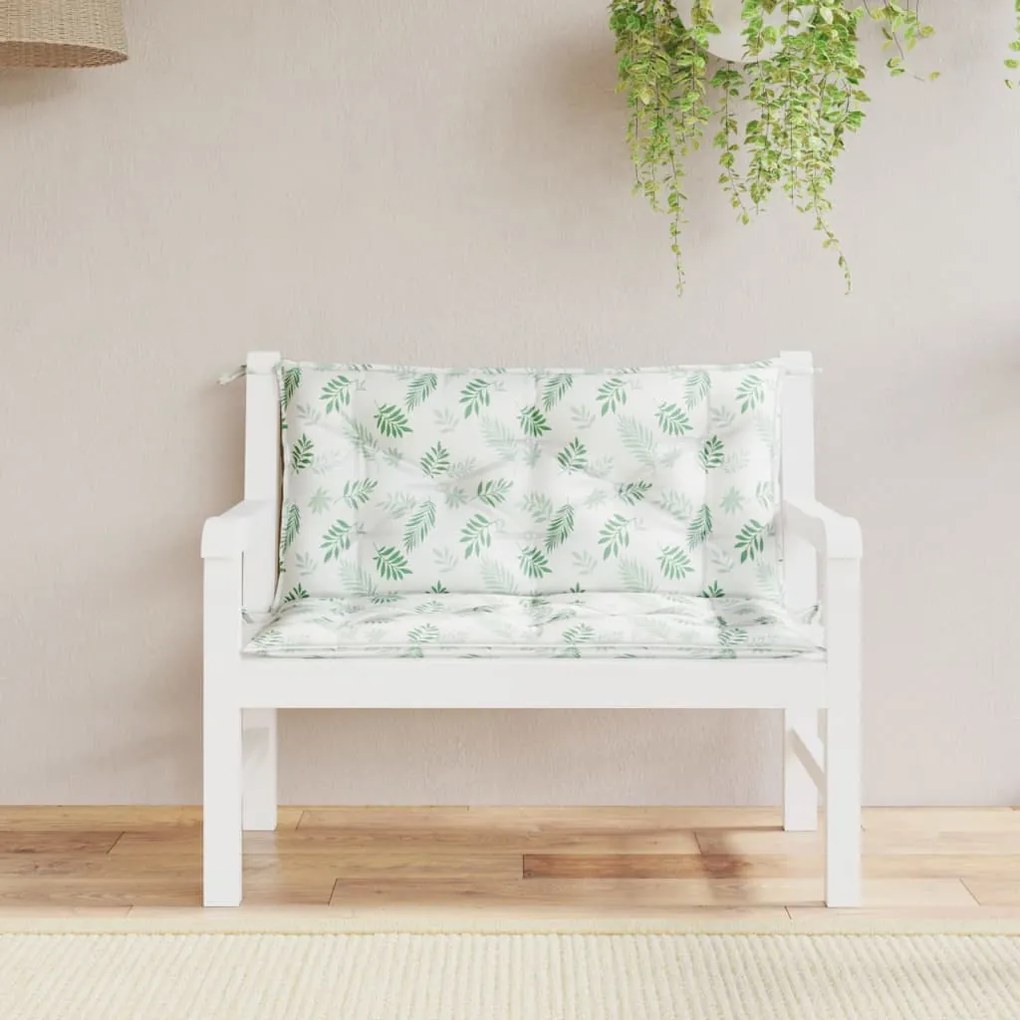 vidaXL Almofadões banco jardim 2 pcs 100x50x7 cm tecido padrão folhas