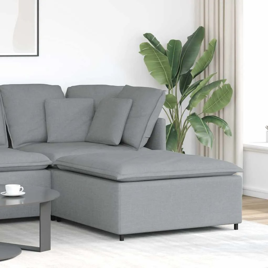 vidaXL Módulo de pufe modular para sofá cinza claro 100x100x48 cm