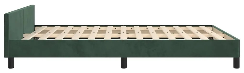 Estrutura de cama c/ cabeceira 140x190 cm veludo verde-escuro