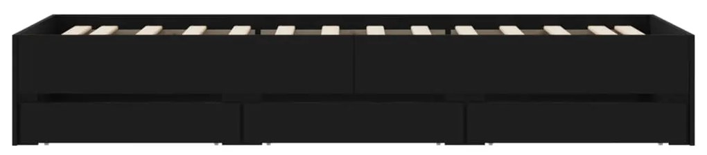 Estrutura de cama c/ gavetas 100x200 cm derivados madeira preto
