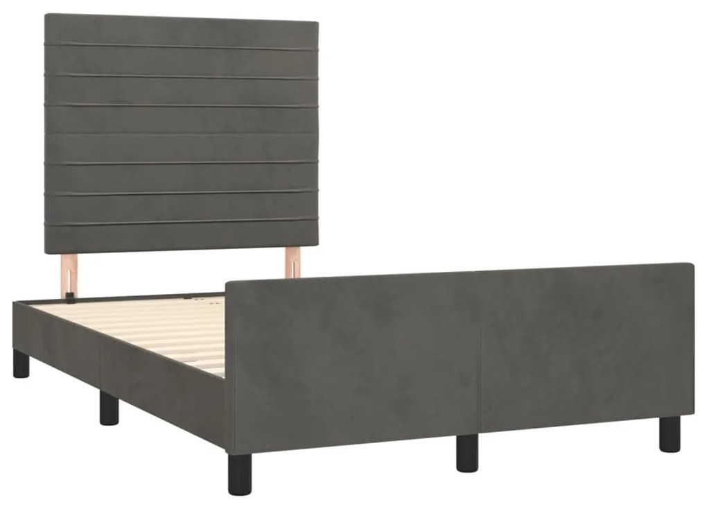 Estrutura de cama sem colchão 120x190 cm Veludo cinza escuro
