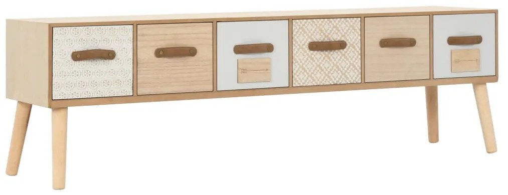 vidaXL Móvel de TV com 6 gavetas 130x30x40 cm madeira de pinho maciça