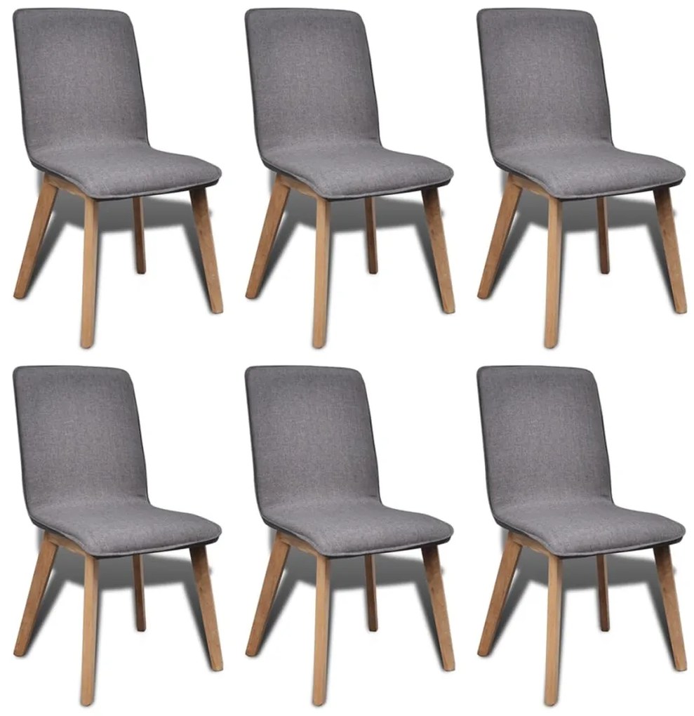vidaXL Cadeiras jantar 6 pcs tecido cinzento-claro e carvalho maciço