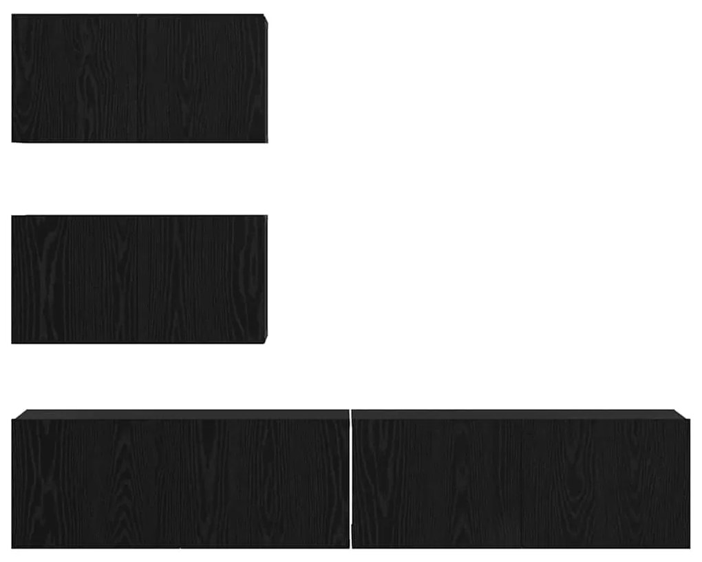 Conjunto de Estantes para TV 4 pcs Carvalho Preto