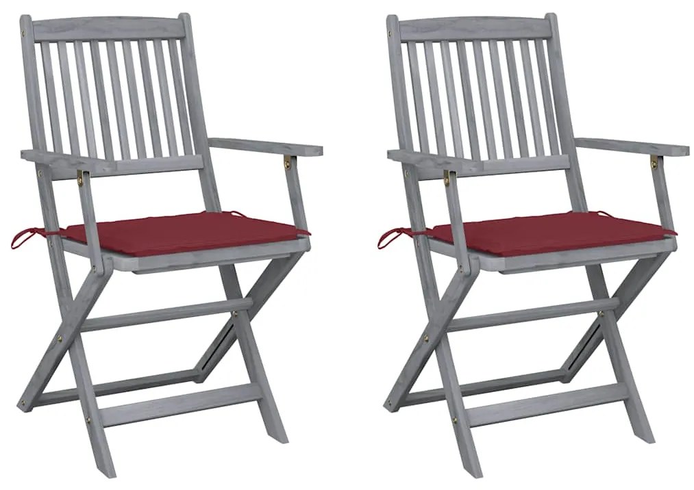 vidaXL Cadeiras exterior dobráveis c/ almofadões 2 pcs acácia maciça