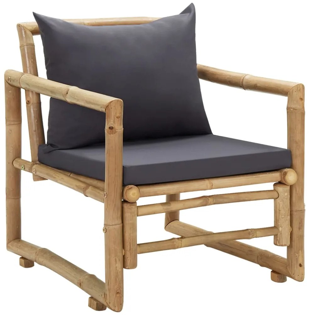 Cadeiras de jardim c/ almofadões 2 pcs bambu