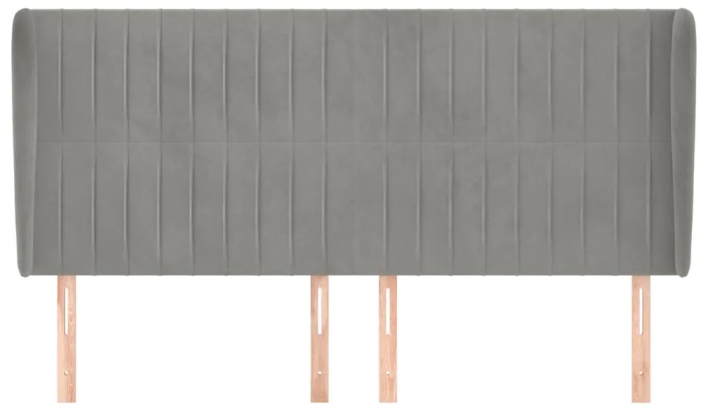 Cabeceira cama c/ abas veludo 183x23x118/128 cm cinzento-claro