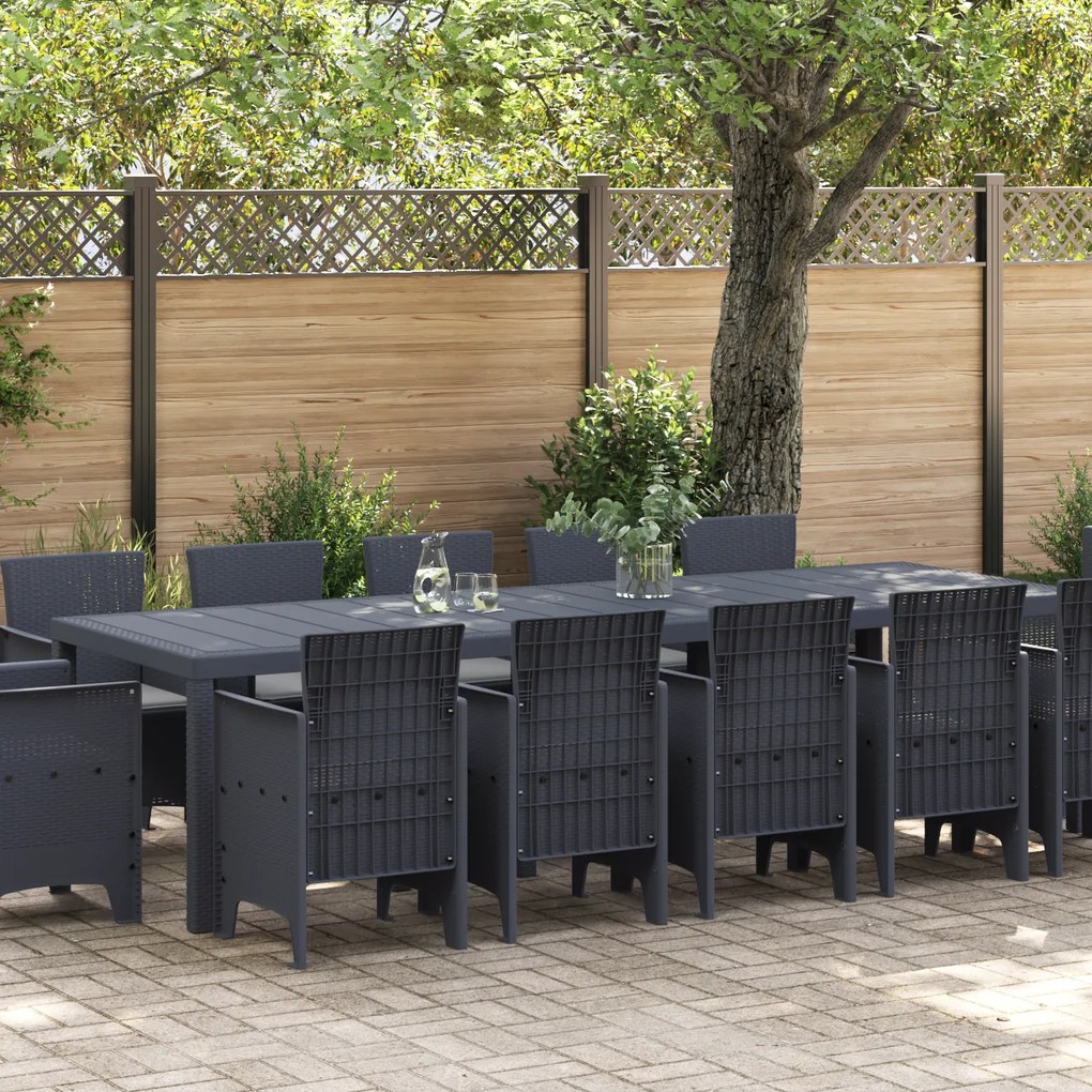 Conjunto de Jantar de Jardim com 13 Peças e Almofadas Antracite de Vim
