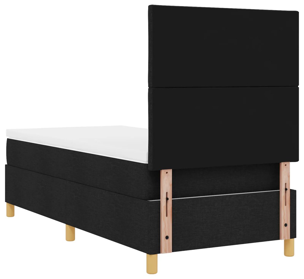 Cama Box Spring com Colchão Preta 100x200 cm Tecido
