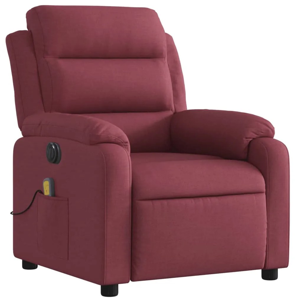 Poltrona reclinável de massagens elétrica tecido vermelho tinto