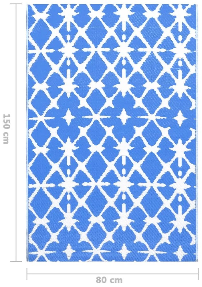 Tapete de exterior 80x150 cm ARAKIL PP azul e branco