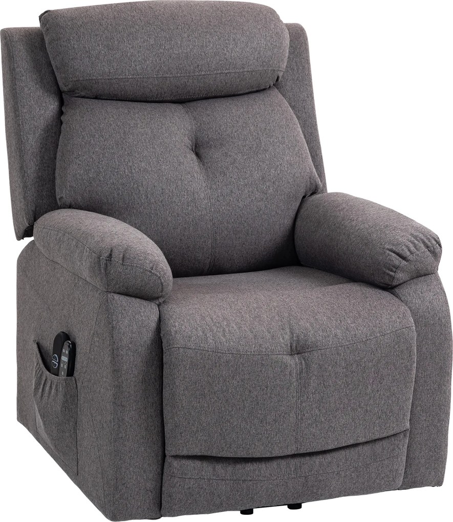 Poltrona elevatória elétrica com função de massagem e aquecimento, poltrona reclinável, portas USB, apoio para os pés, 86 x 94 x 105 cm, cinzenta