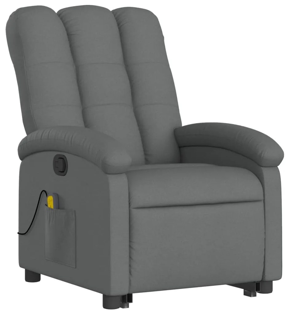 Poltrona elevatória de massagens tecido cinzento-escuro