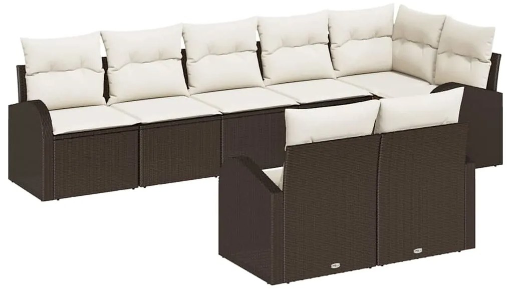 vidaXL Conjunto de Sofá de Jardim 8 pcs Marrom e Branco vime PE