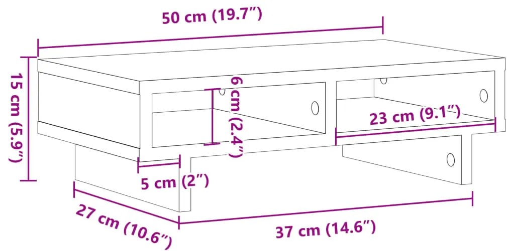 Suporte para monitor 50x27x15 cm derivados de madeira branco