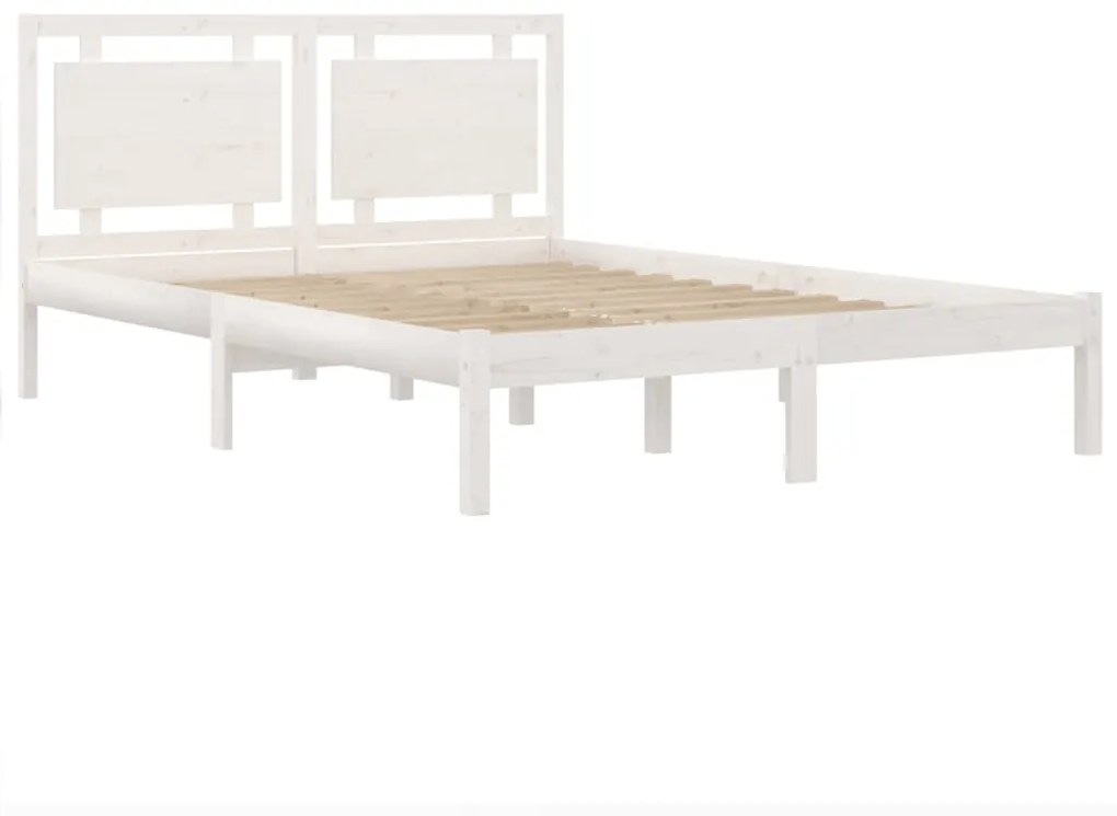 Estrutura de cama 160x200 cm madeira maciça branco