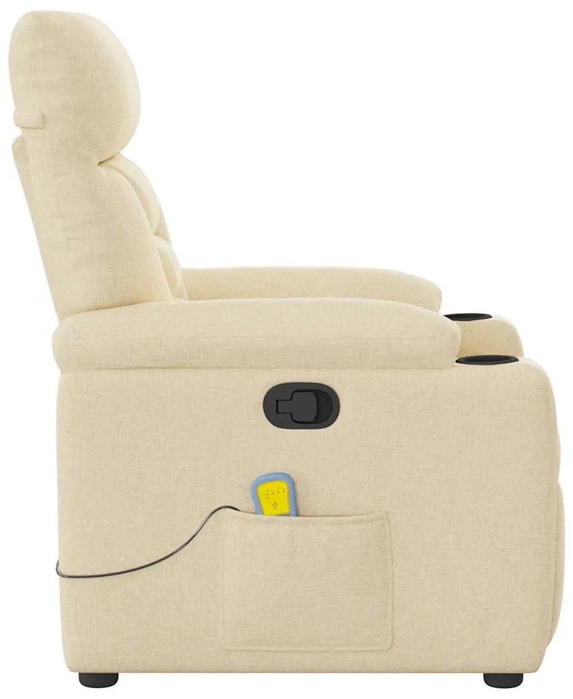 Poltrona de massagens reclinável tecido cor creme