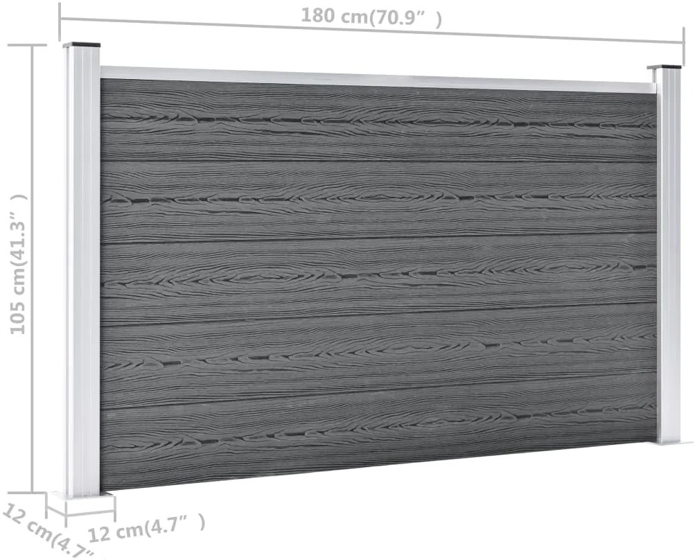 Painel de vedação para jardim 872x106 cm WPC cinzento