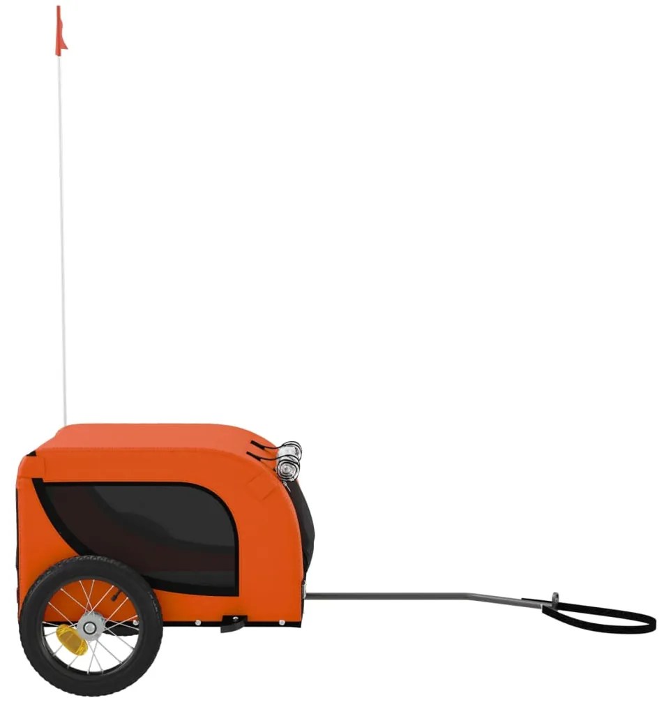 Reboque bicicleta p/ animais tecido oxford/ferro laranja/preto