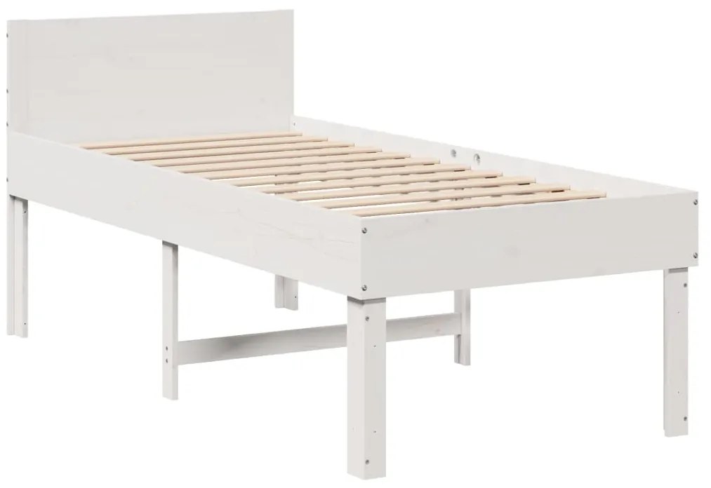 Estrutura de cama sem colchão 80x200 cm pinho maciço branco