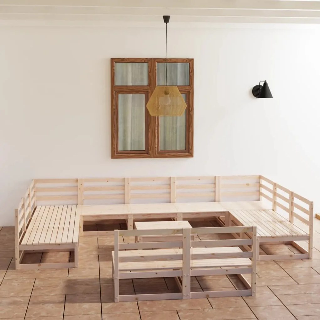 vidaXL 12 pcs conjunto lounge de jardim pinho maciço