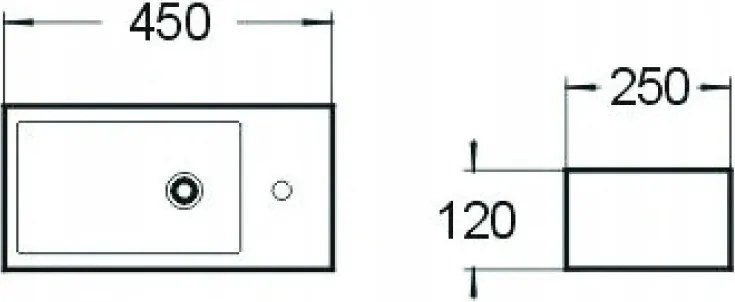 Mexen Inez lavatório de bancada esquerdo 45 x 25 cm, branco - 21434500L