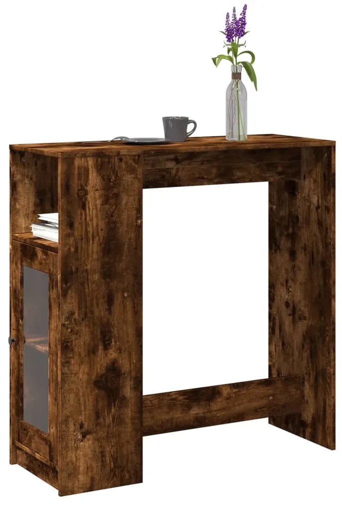 vidaXL Mesa de bar c/ prateleiras derivados de madeira carvalho fumado