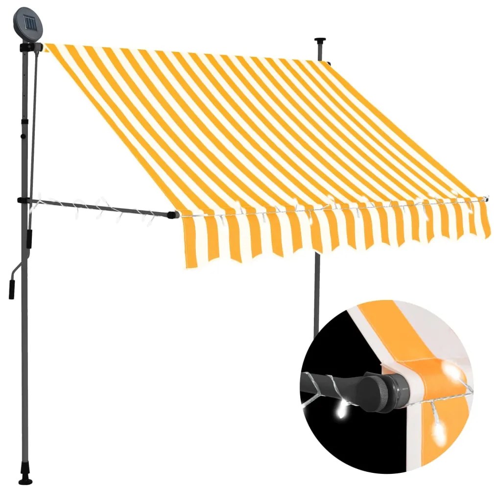 Toldo retrátil manual com LED 100 cm branco e laranja