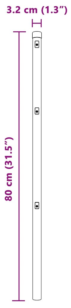 Postes de cerca vidaXL 26 pcs Cinza Ø32 mm 80 cm Aço Galvanizado