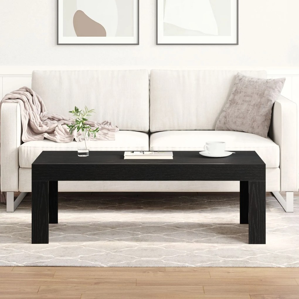 Mesa de Centro vidaXL Preto Carvalho 102x50x35 cm Madeira Engenheirada