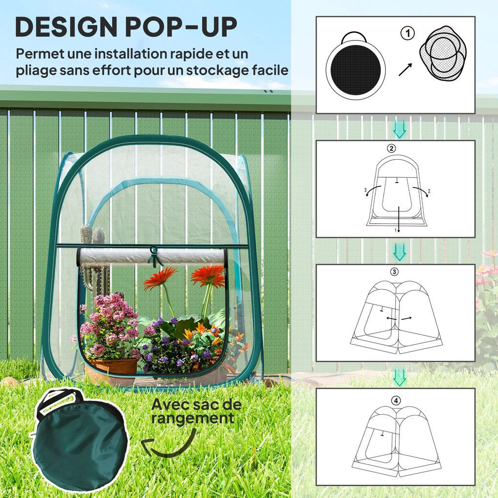 Mini estufa de jardim, mini estufa pop-up em PVC transparente, para interior ou exterior, para cultivo de vegetais, 70 x 70 x 80 cm