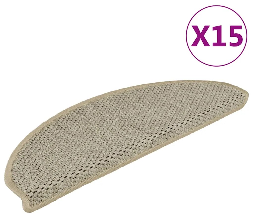 Tapetes escada adesivos aspeto sisal 15 pcs verde-claro