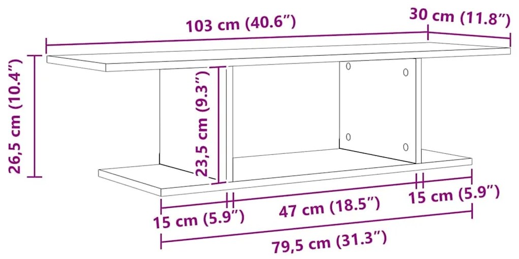 Gabinete para TV Castanho 103 x 30 x 26.5 cm Madeira processada