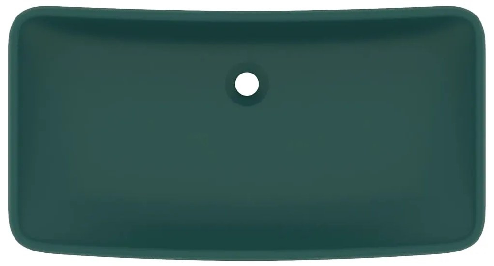 Lavatório luxuoso retangular 71x38cm cerâmica verde-escuro mate
