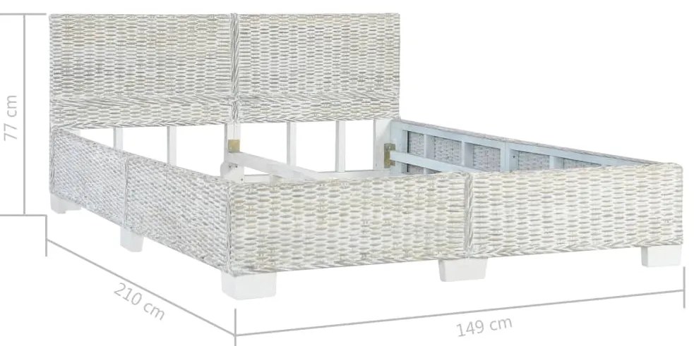 Estrutura de cama 140x200 cm vime genuíno cinzento