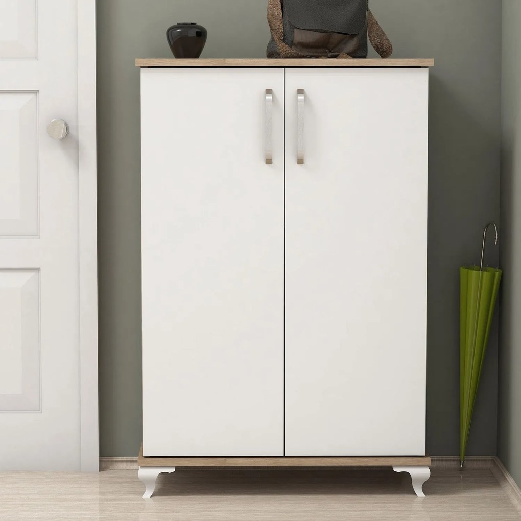 Sapateira Asta – Nogueira e Branco – 72x100x32,5 cm