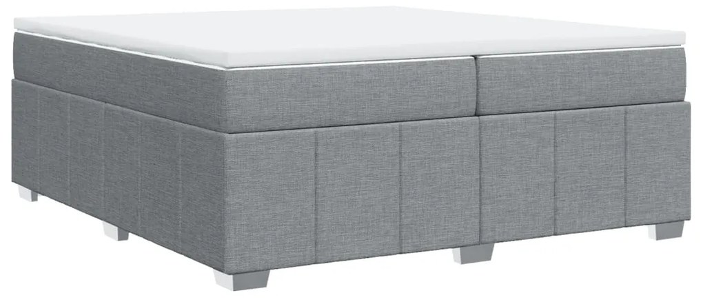 Cama com molas/colchão 200x200 cm tecido cinza-claro