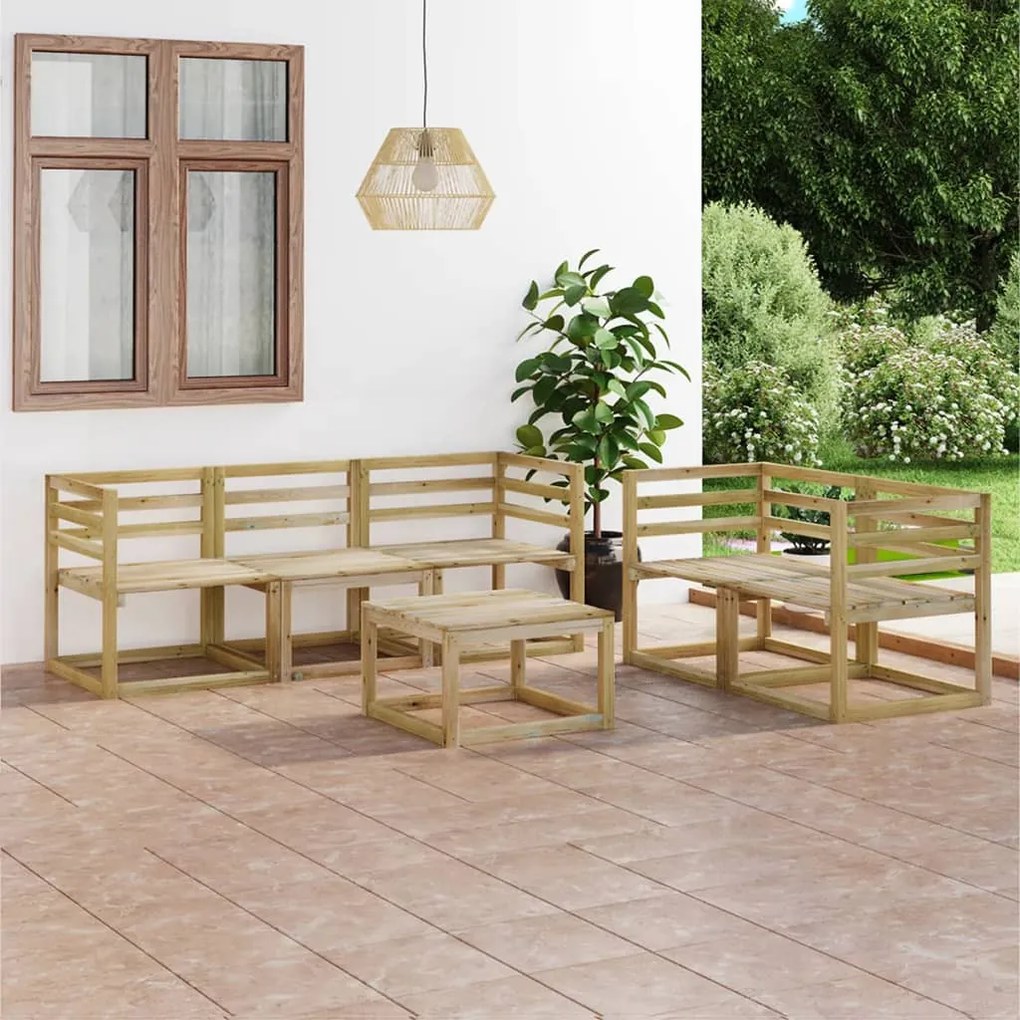 vidaXL 6 pcs conjunto lounge de jardim pinho impregnado verde