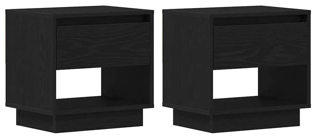 Cabeceira de cama vidaXL 2 pcs Carvalho Preto 45x34x49 cm Madeira enge