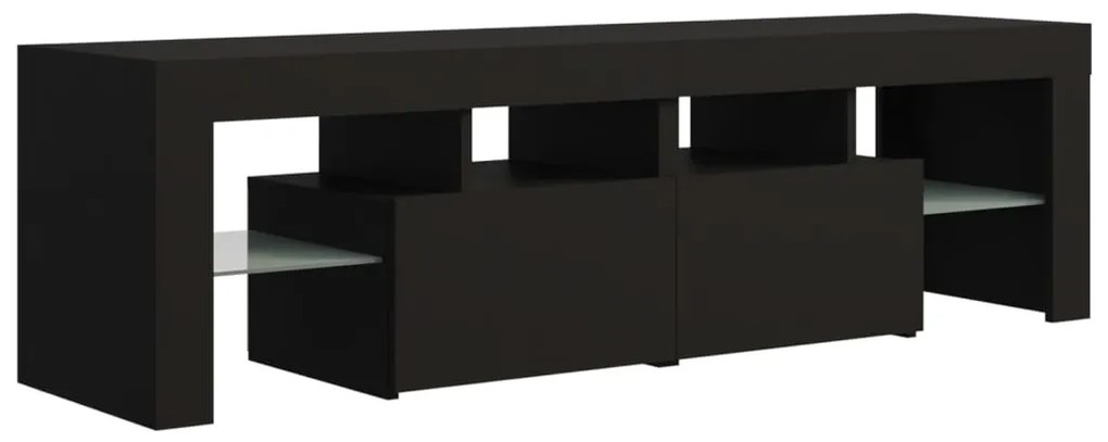 Móvel de TV com luzes LED 140x36,5x40 cm preto
