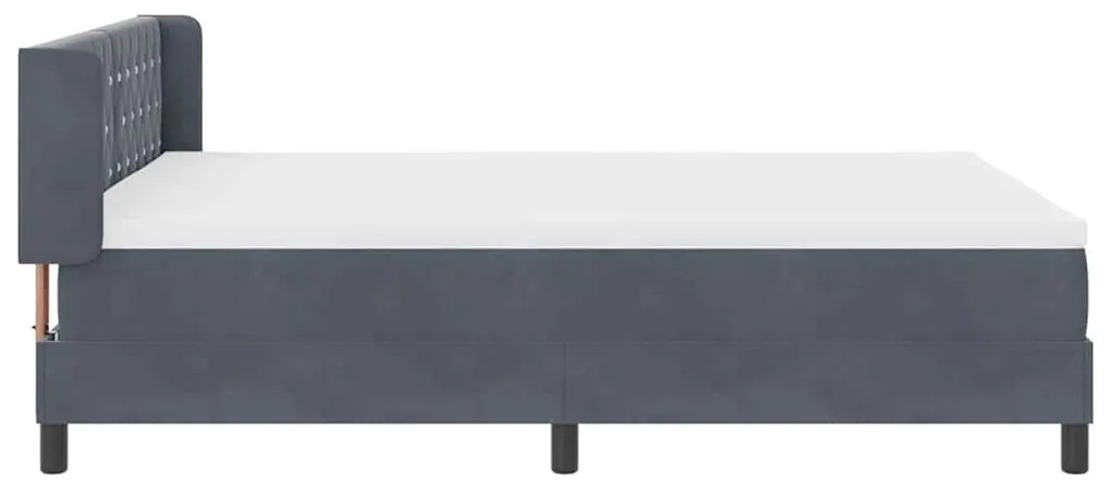 Cama Box Spring vidaXL com Colchão Cinza Escuro 140x200 cm Veludo