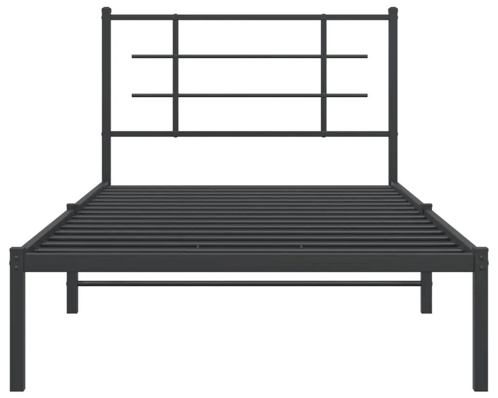 Estrutura de cama com cabeceira 100x190 cm metal preto