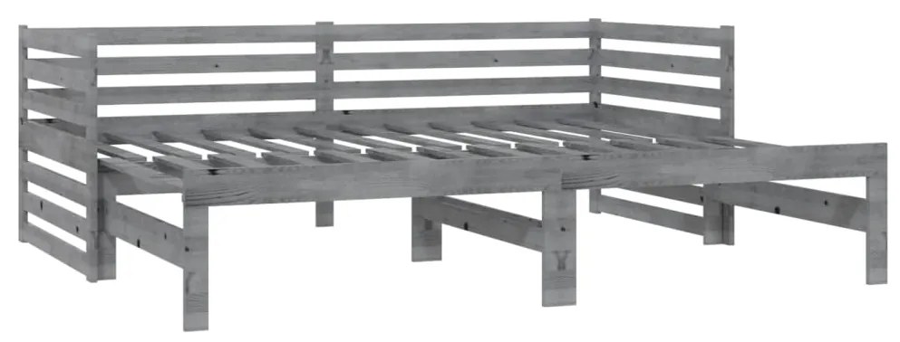 Estrutura sofá-cama de puxar 2x(90x200) cm pinho maciço cinza