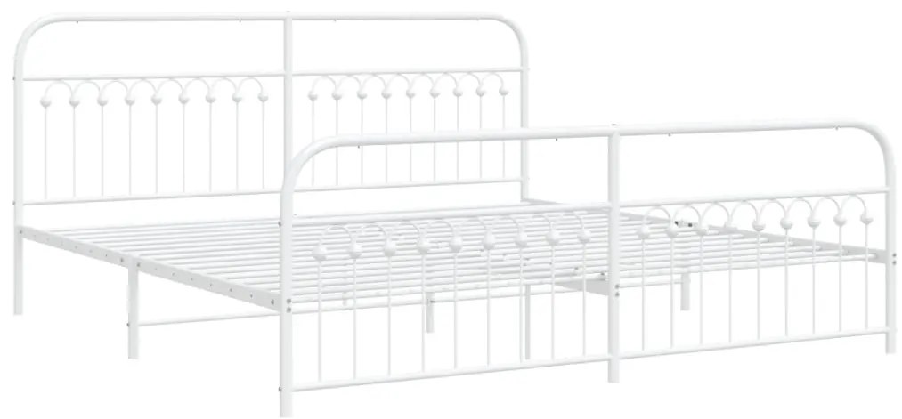 Estrutura de cama com cabeceira e pés 193x203 cm metal branco
